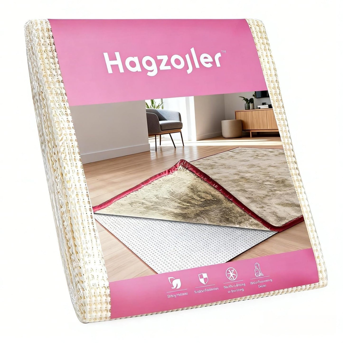 Hagzojler Non Slip Rug Pads Premium PVC Prevents Carpet Slippage Large Size Rug pad Easy Cut-to-Size Perfectly Fits Wood Floors Ceramic Tiles and Smooth Surfaces (4'×6')