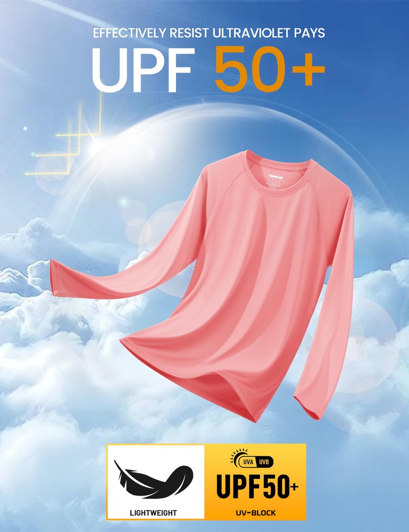 MAGCOMSEN Hiking Shirts for Men Long Sleeve Running Shirts Quick Dry Shirts Baselayer Swim Shirt Athletic T Shirts Watermelon Red