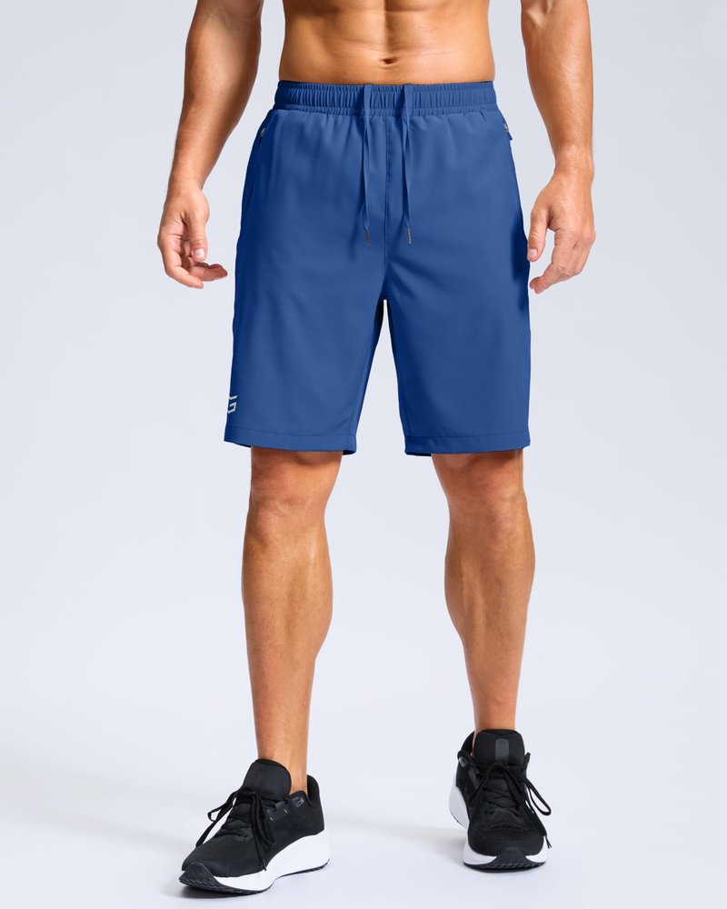 G Gradual Men's Athletic Running Shorts with Zipper Pockets Quick Dry 7"/ 5"/ 9" Workout Gym Shorts for Basketball Hiking(Royal Blue,9L)