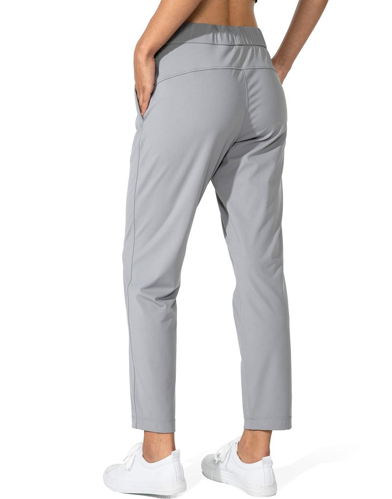 G Gradual Women's Pants with Deep Pockets 7/8 Stretch Sweatpants for Women Athletic, Golf, Lounge, Work (Light Grey, Medium)