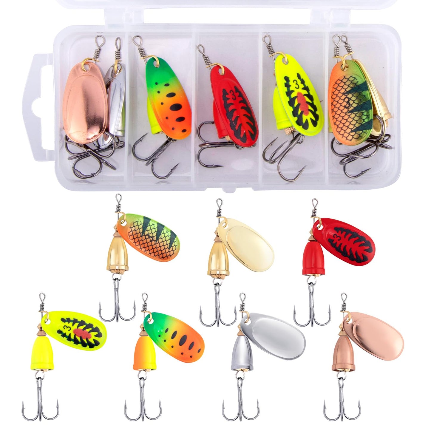 Dr.Fish 7 Pack Inline Fishing Spinner Kit 1/4oz, Freshwater Fishing Lures Bell Spinnerbait French Blade Trout Bass Walleye Lures
