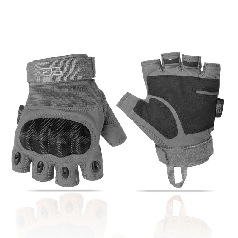 Glove Station Fingerless Knuckle Gloves for Men - Motorcycle Gloves for, Airsoft, Hunting, Work and Hiking - Gray, X-Large