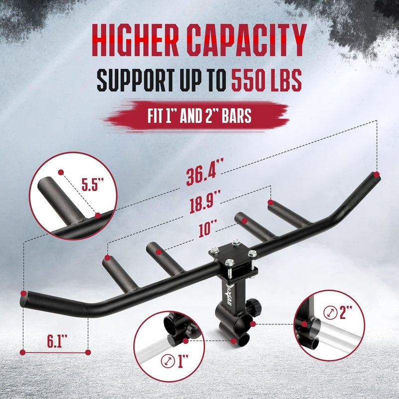 Yes4All 550lbs Multi Grip Rowing Handle, T Row Attachment for Muscle Training - Premium Steel 1 inch & 2 inch Bar Compatibility, Any Height Fit, Superior Grip