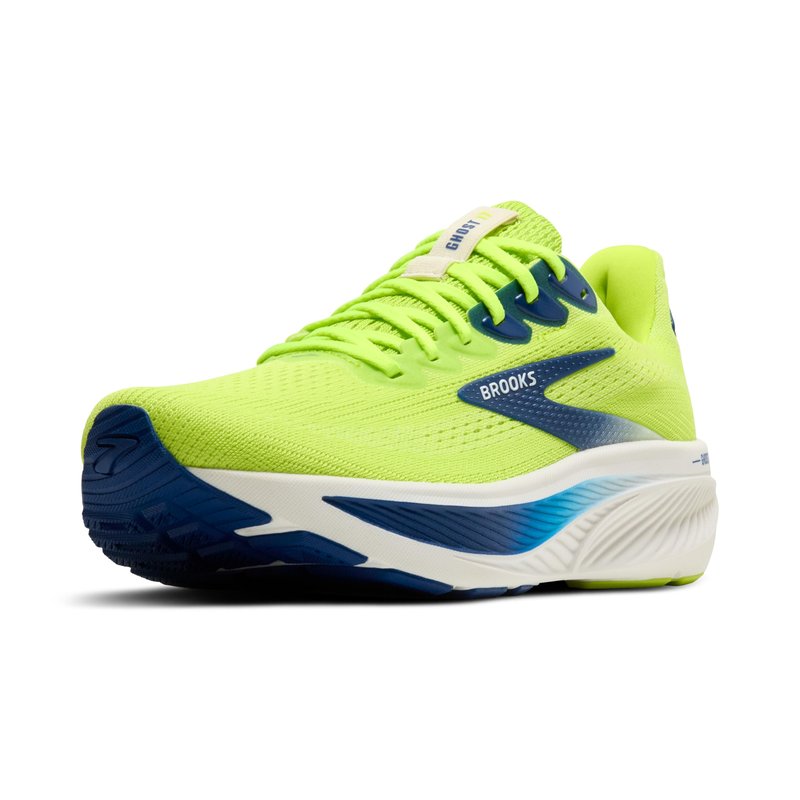 Brooks Men’s Ghost 17 Neutral Running Shoe - Acid Lime/Navy/White - 10.5 Medium