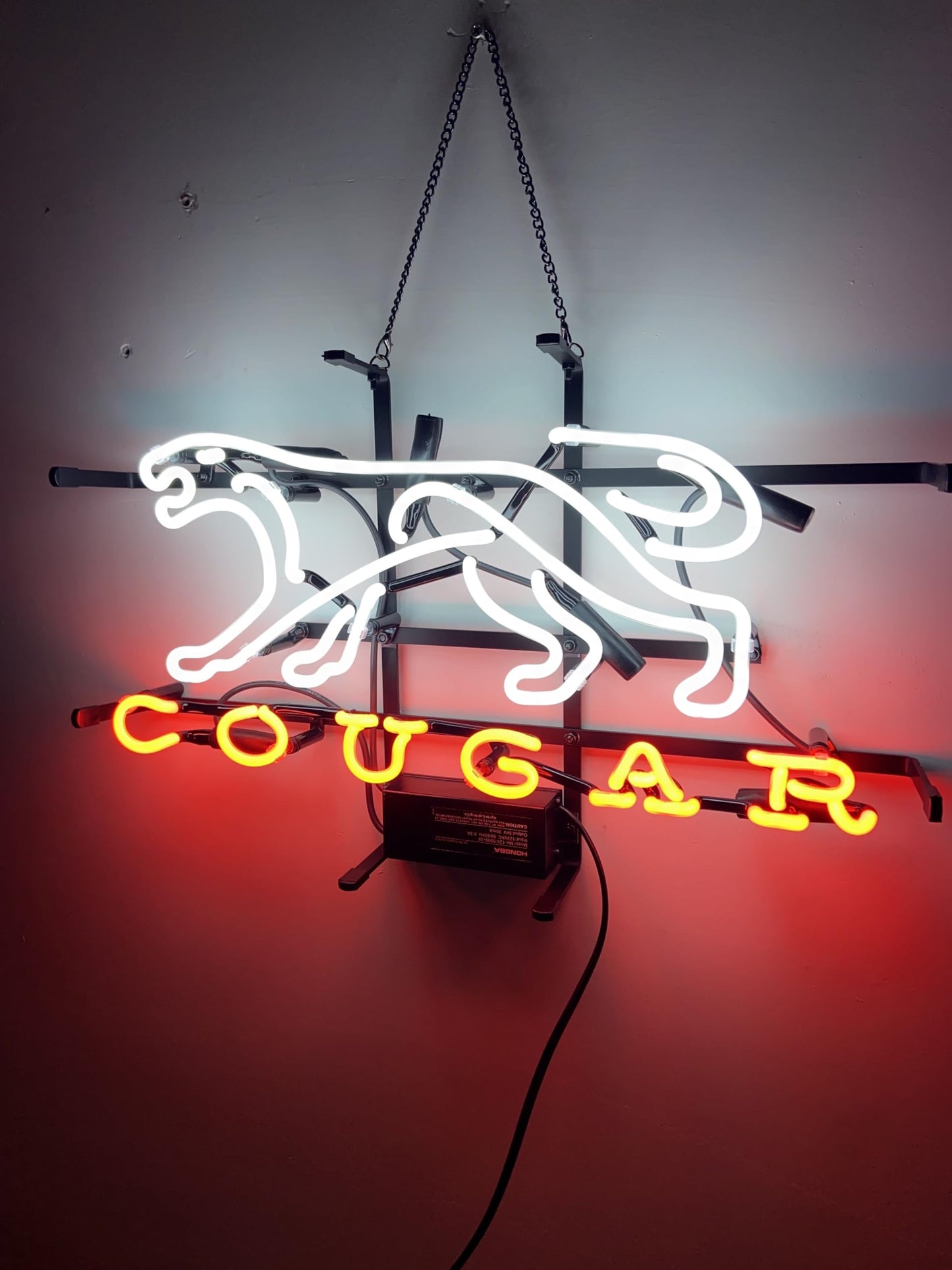 Neon Signs Beer Bar Cougars Lion Neon Light Glass Man Cave Garage Neon Light Sign for Pub Party Home Room Wall Decor Handmade Visual Artwork Gifts