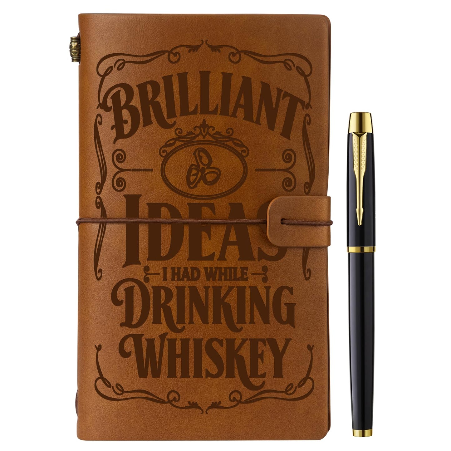 Muzuis Whiskey Gifts for Whiskey Lovers Leather Journal Notebook with Pen for Men Women Refillable Notebook, Sketchbook, Travel Diary