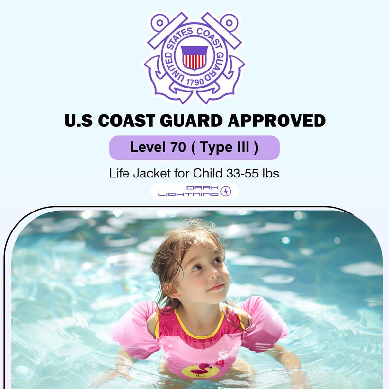 Dark Lightning Toddler Swim Vest for Kids Ages 2-7, Kids Floaties with Arm Wings, USCG Approved Pool Swim Vest for Boys Girls, 33-55 lbs (Submarine)