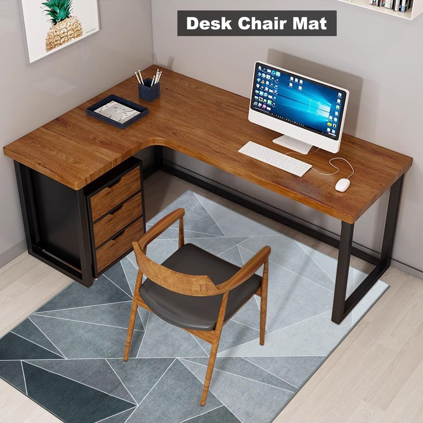 SAIKOOWA Office Chair Mat for Hardwood Floor,60“*48” Heavy Duty Floor Mat for Office Chair,Rolling Desk Chair Mat - 3.86lbs Anti-SlipChair Mat for Laminate/Tile Floor Black Grey