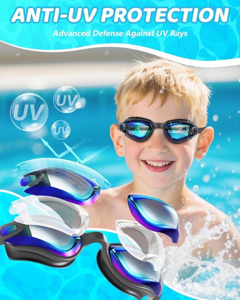 Aegend Swim Goggles for Kids | Anti-Fog, UV Protection, Comfortable Fit for Ages 3-14