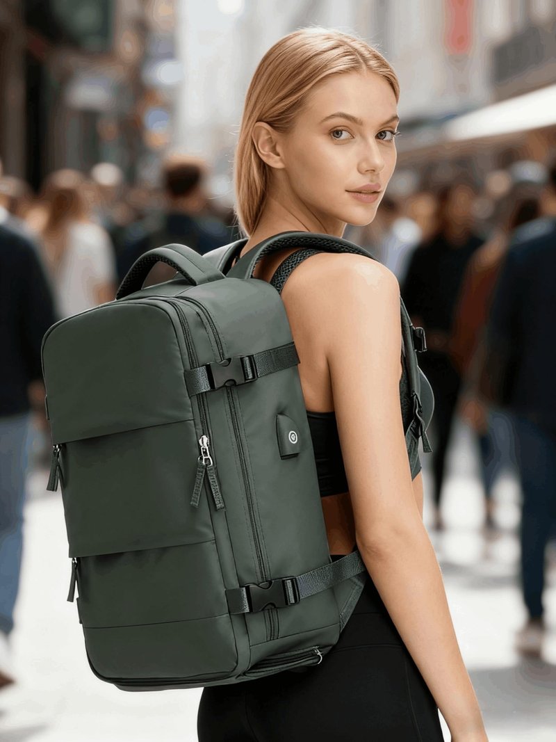 Vacuum Backpack Travel Compression Bags with Air Pump for Carry On Luggage Seal Backpack for Men Waterproof 18x14x8 inches Personal Item Travel Bag with Vacuum Compression for Women - Green