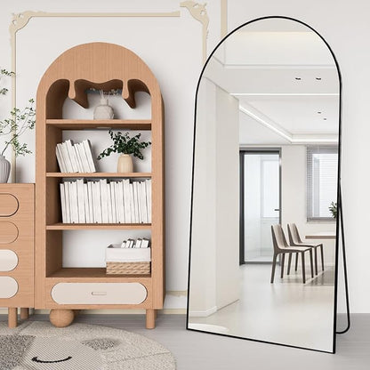 Arch Full Length Mirror Arched Floor Mirror 76"x34" with Stand Large Wall Mirrors Full Body Mirror Black Standing Hanging or Leaning Against Wall for Bedroom Entry, Bedroom, Living Room