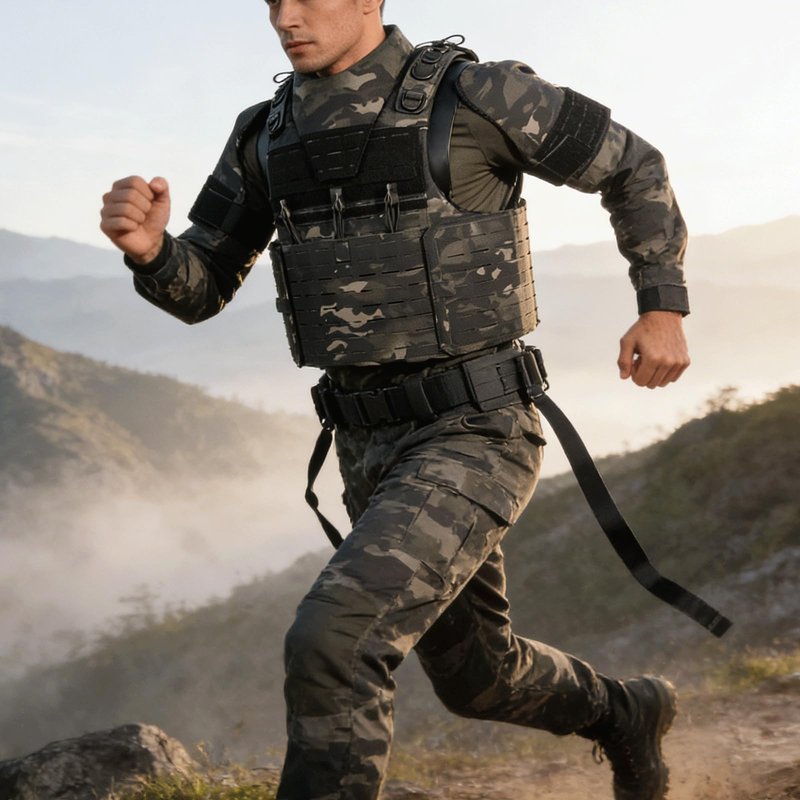 YAKEDA Tactical Training Vest -1000D Nylon Adjustable Vest with laser cut System,Full bady Outdoor Vest for Airsoft, Camping (CP)