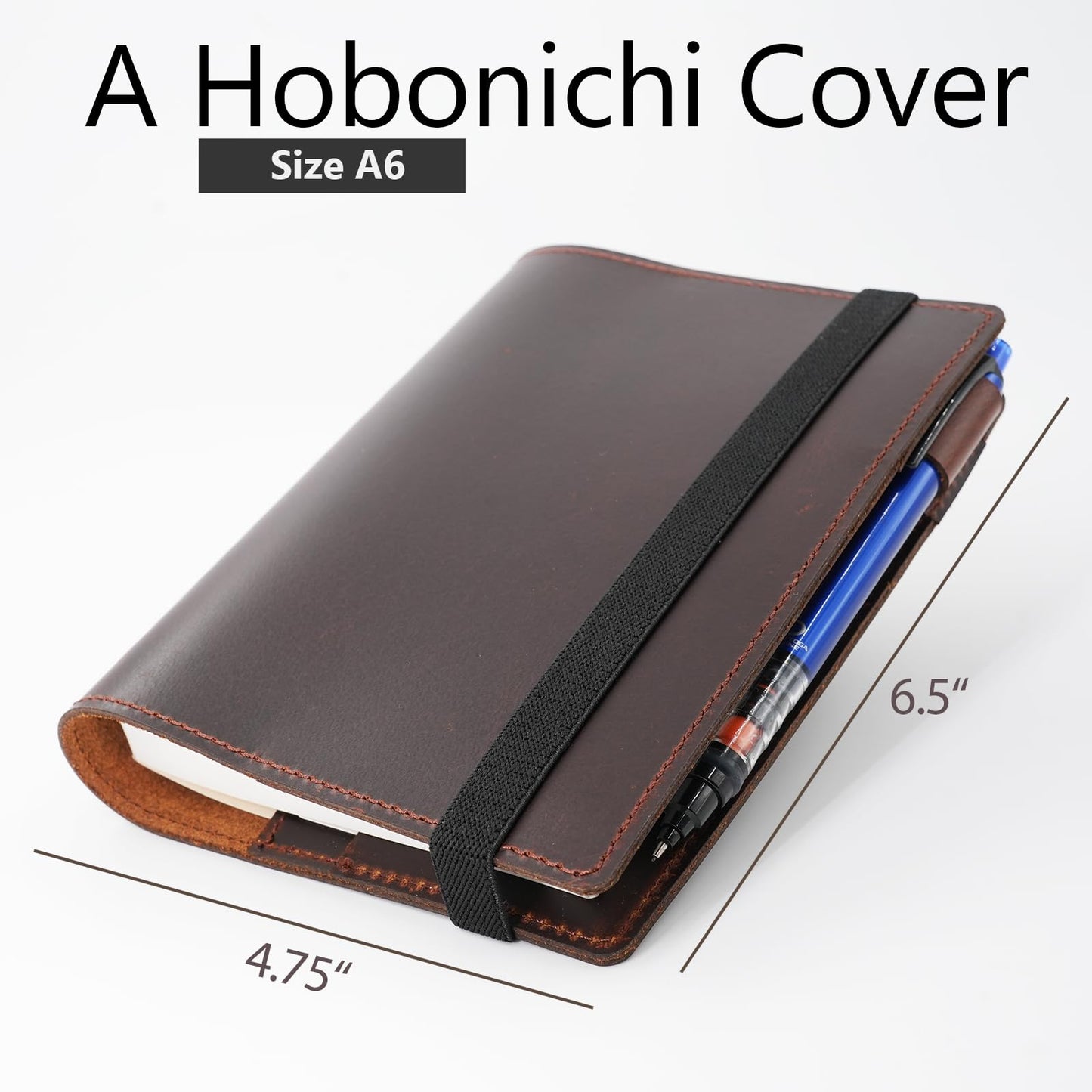 Krozur Hobonichi Techo Original Planner Cover A6, Genuine Leather, Leather Cover for Hobinichi Techo Original Planner A6, with a Build-In Pen Loop, Chestnut