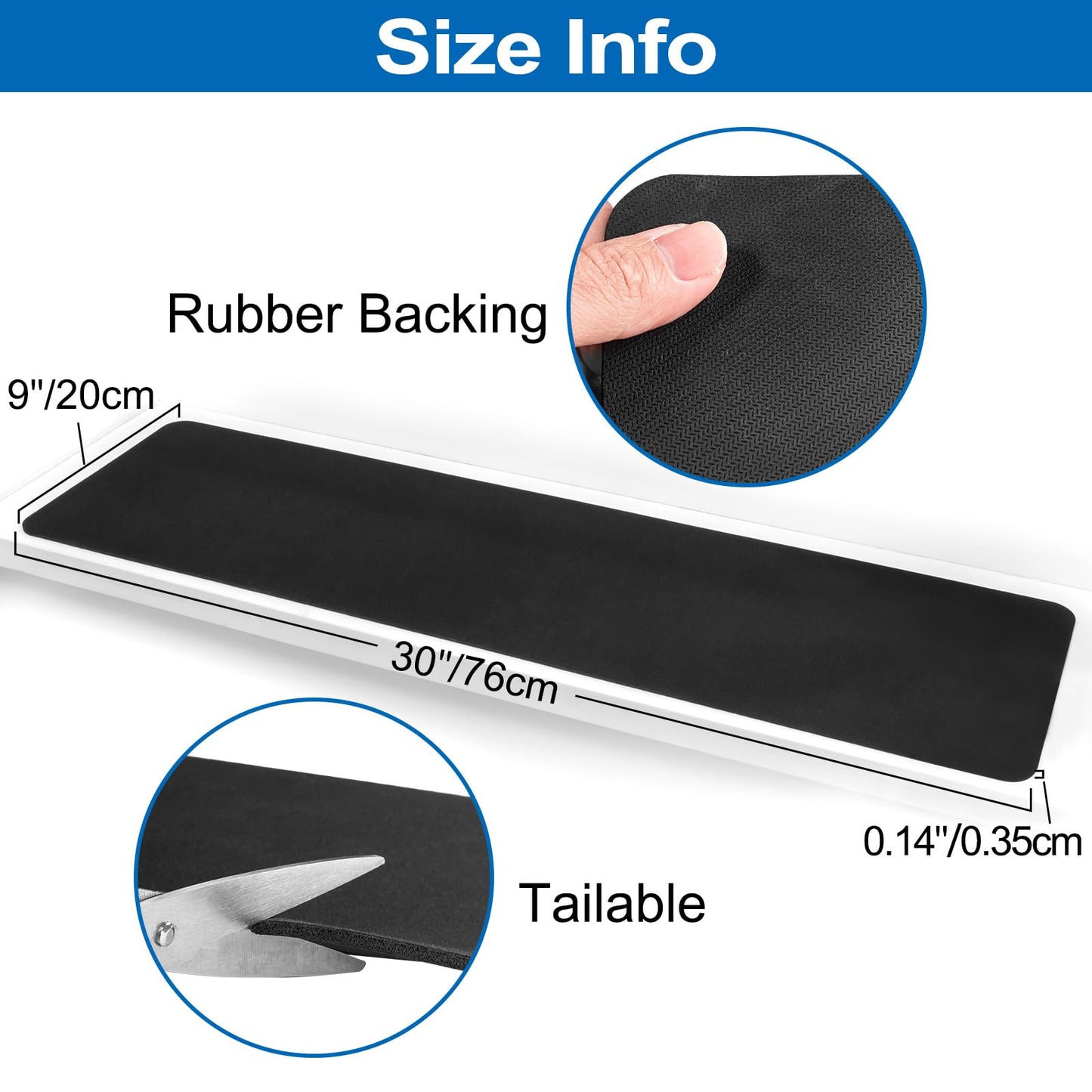 HOPEVIVA Carpet Stair Treads Non Slip for Wooden Stairs, Rubber Backed Indoor Stair Treads with Tech Fabric Surface, Anti Slip Stair Covers, 30" x 8", Set of 15, Black