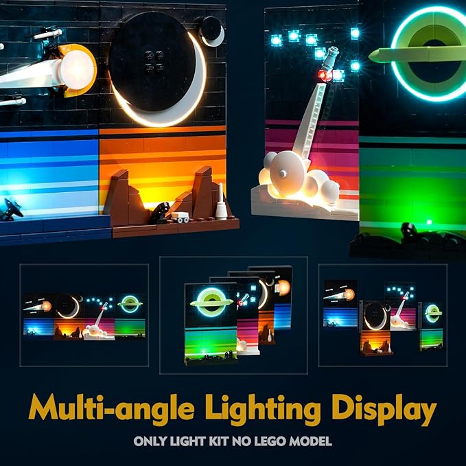 VONADO Light Kit Compatible with Lego Tales of The Space Age Voice Control Lighting Compatible with Lego Space Age 21340 Building Set (No Model) DIY Creative Decor 21340 Lights (ONLY Lights)