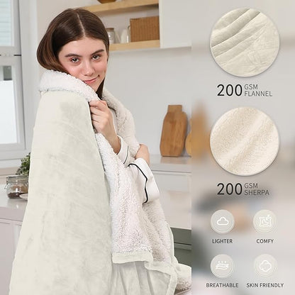 Heated Blanket Electric Blanket Twin Size, Fast Heating & Overheating Protection, Ultra Soft Heated Throw Blanket Twin Size with 5 Heating Levels & 10 Hours Auto Off, 62"x84", White