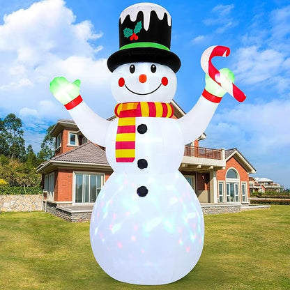 FRAMICS 12 FT Christmas Inflatable Outdoor Decoration,Snowman Christmas Inflatable Blow Up Christmas Decorations Outdoor with Built-in Colorful Rotating LEDs for Holiday Indoor Outdoor Garden