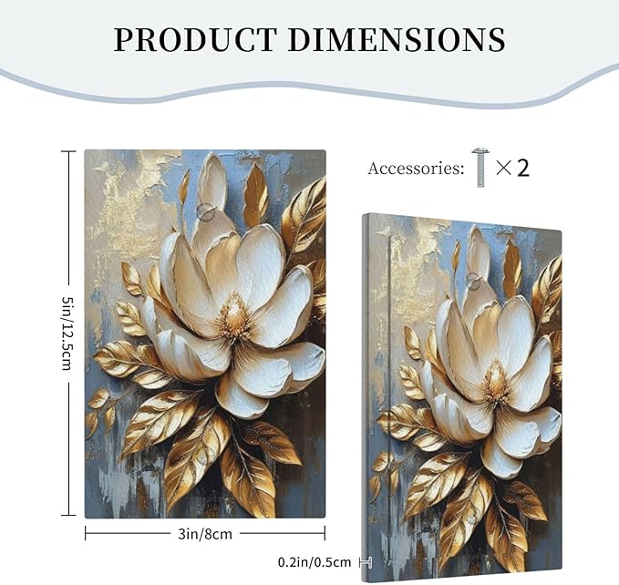 Decorative Art Light Switch Covers Gilded Bloom 1 Gang No Device Blank Switchplate Electrical Faceplate for Home Decor
