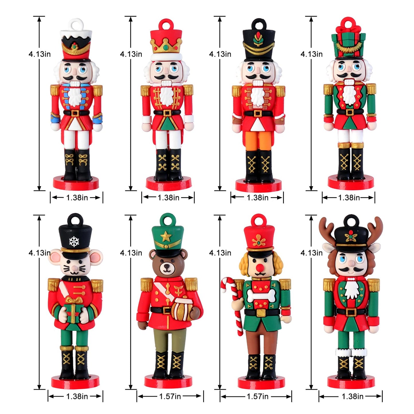 8PCS Christmas Nutcracker Ornaments for Tree, Vivid Nutcracker Soldiers Christmas Tree Decorations for Xmas Tree Festive Hanging Ornament Holiday Party Decor