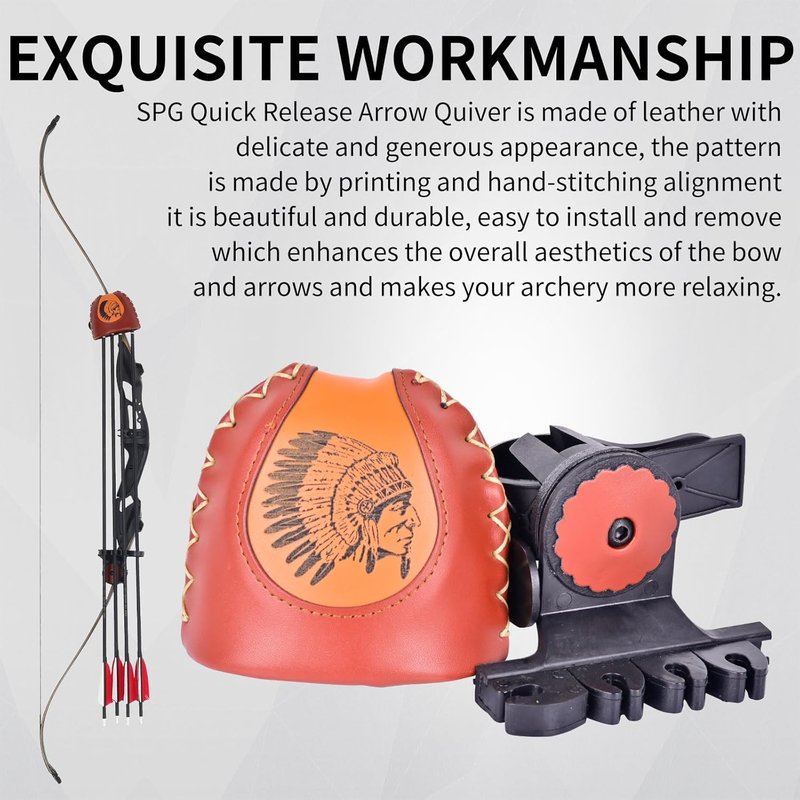 Adjustable Archery Arrow Quiver - Leather Holder with Quick Shoot System | Fits 4/6 Arrows for Longbow & Recurve Bow