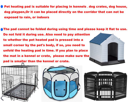 Pet Heating pad Outdoor Small Dog cat Heating pad Heated ped beds for Outside Dogs House Heater Electric Warming pad for Puppies with Timer,Chew Resistant Cord,Easy Clean,Waterproof