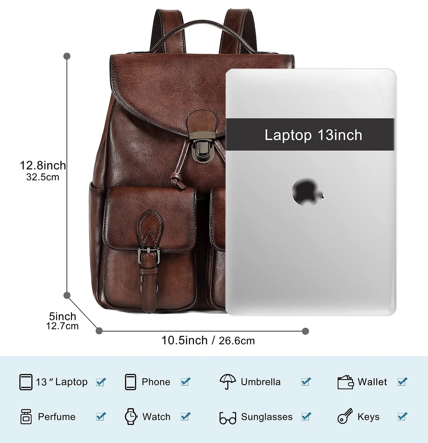 COOLCY Women Vintage Genuine Leather Backpack Purse Fashion Rucksack Practical and Stylish Retro Daypack Bag (Coffee)