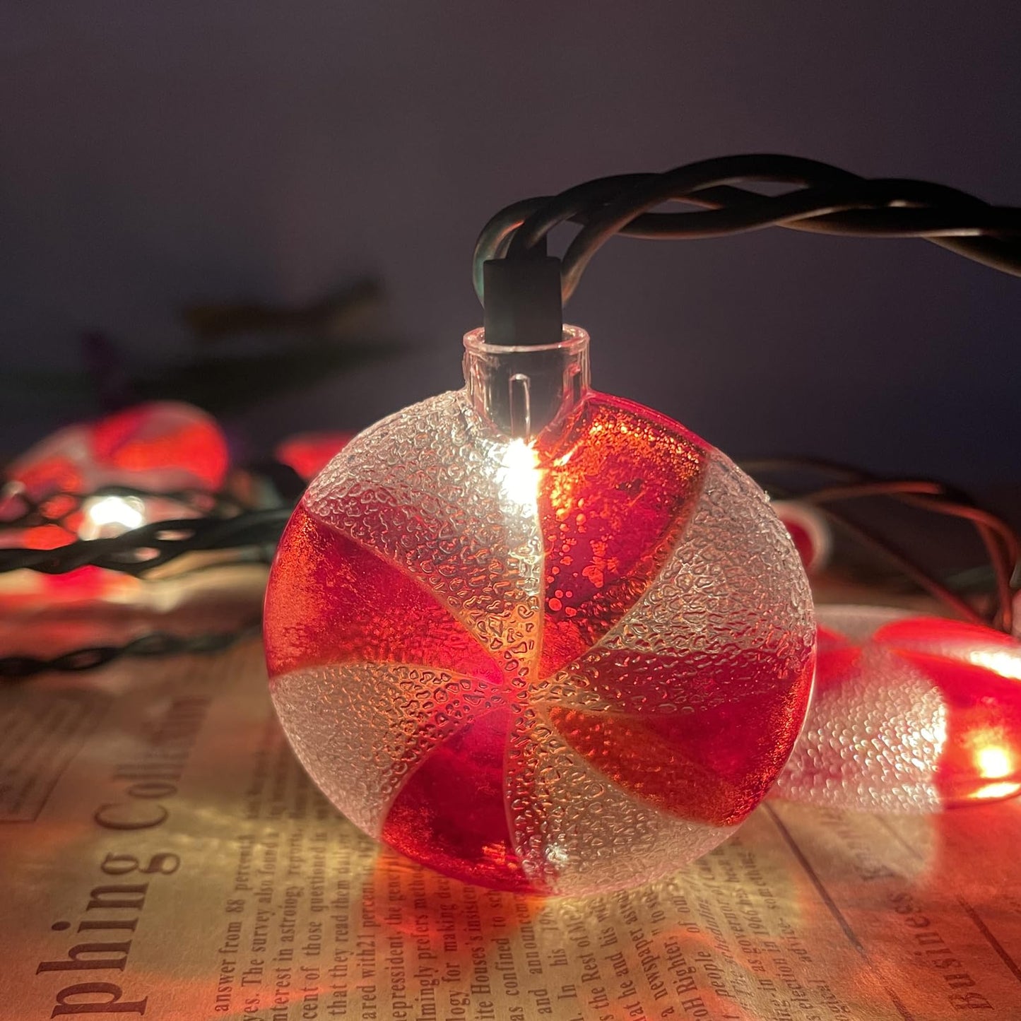 Christmas Candy Lights, 8.5Ft Christmas Decorations String Lights with 10 Red White Peppermint Candy Lights, Hanging Christmas Candy Fairy Lights for Xmas Outdoor Party Birthday Window Bedroom Decor