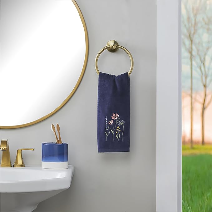 SKL Home Wildflower Field 100% Cotton Embroidered 2pc Hand Towel Set, Decorative