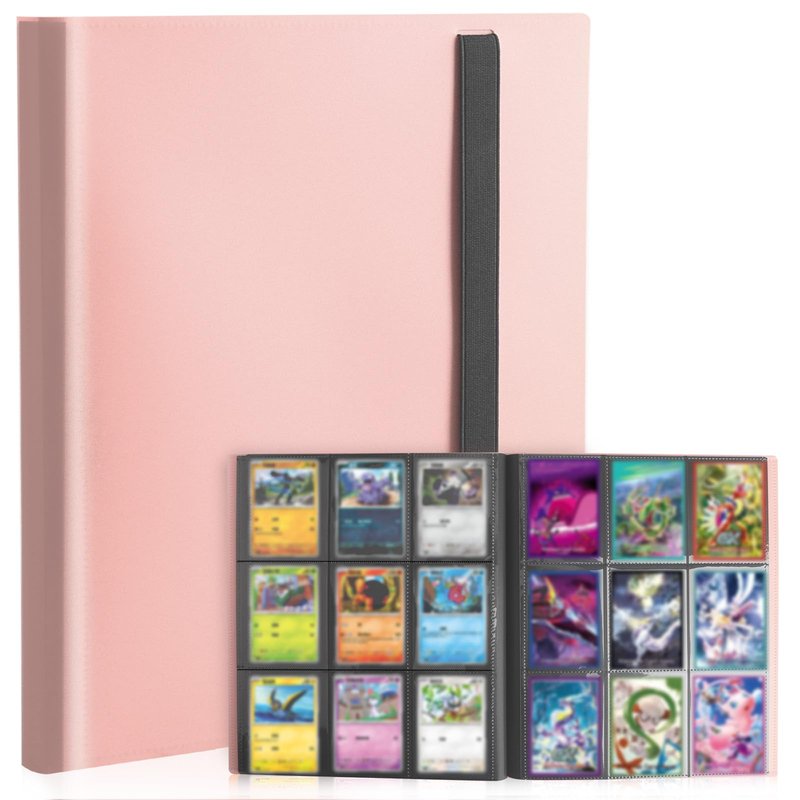 Card Binder 9-Pockets, Trading Card Binder, 20 Pages, 360 Card Capacity Collection Binder, Card Folder for MTG, TCG, Game Cards & Sports Cards(Pink)