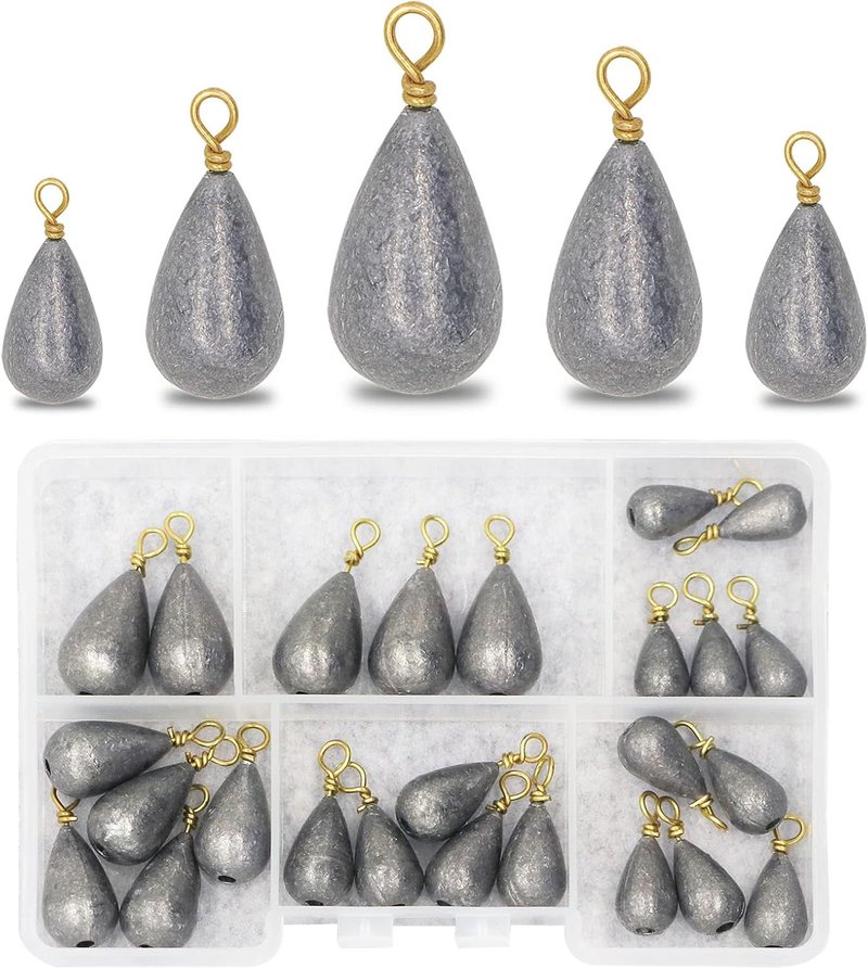 Fishing Weights Sinkers Kit - 25-Piece Assorted Bass & Catfish Weights for Saltwater & Freshwater Fishing