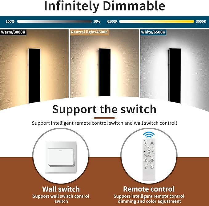 Outdoor Long Wall Light, 59inch LED Wall Mounted Sconces, 3000K-6000K Dimmable, Modern Lighting Fixture IP65 Waterproof Exterior Wall Light for Courtyard, Hallway, Garage with Remote Control