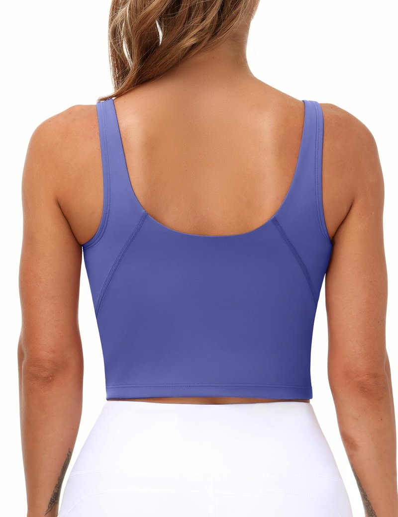 Women’s Longline Sports Bra Wirefree Padded Medium Support Yoga Bras Gym Running Workout Tank Tops(Bright Purple, Large)