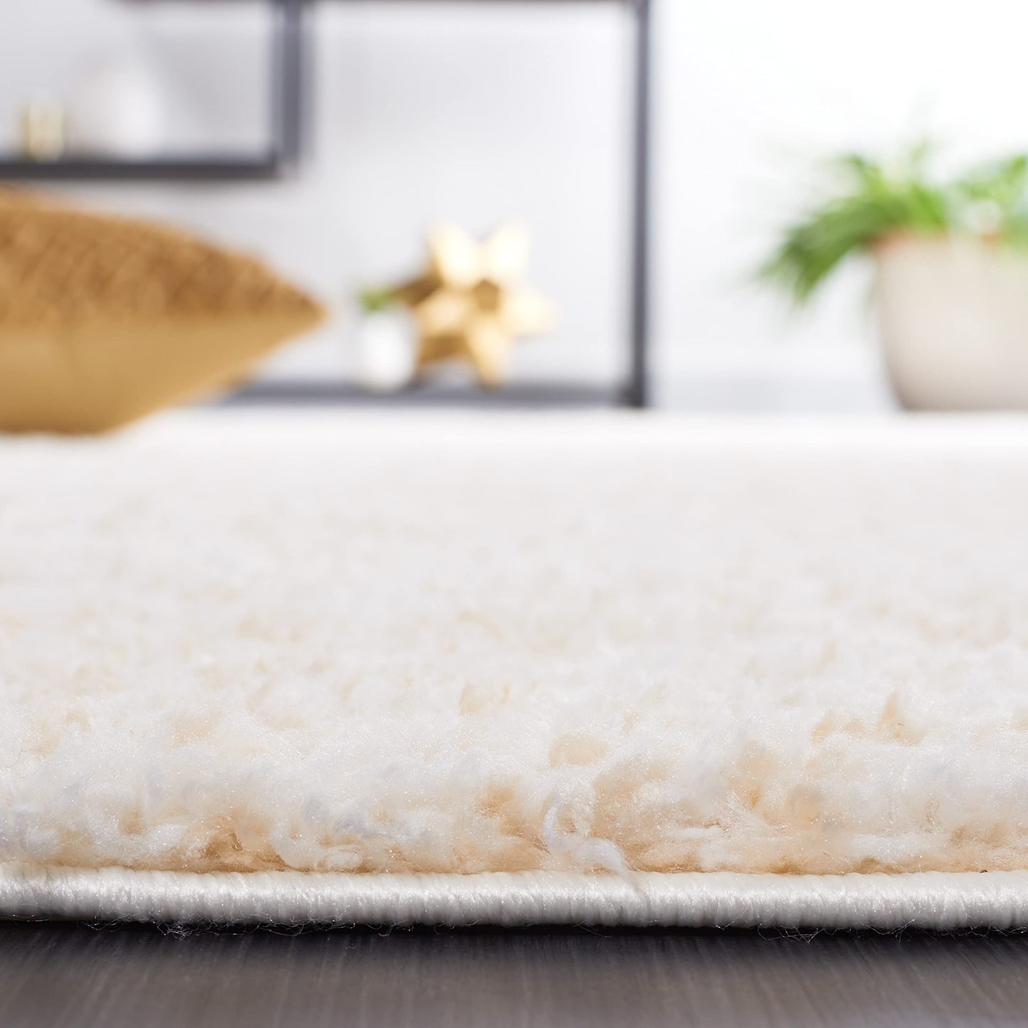SAFAVIEH Berber Shag Collection Area Rug - 9' x 12', Ivory & Beige, 1.2-inch Thick Ideal for High Traffic Areas in Living Room, Bedroom (BER563A)