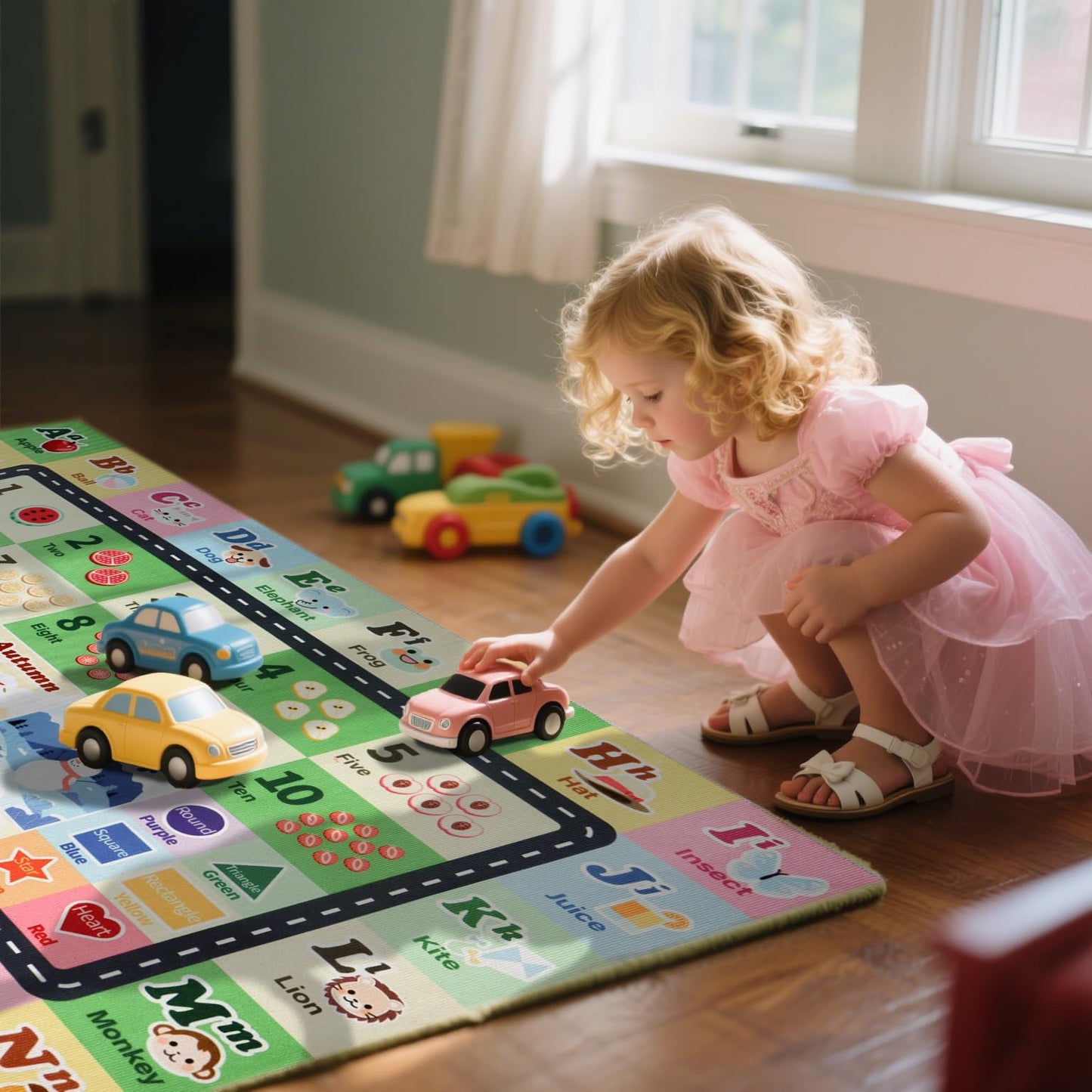 Kids ABC Rug for Playroom, Classroom Alphabet Area Carpet Playmat,Washable Toddler Mat for Baby Room,Play Room,Bedroom,Floor,Nursery (Green,3'x5')