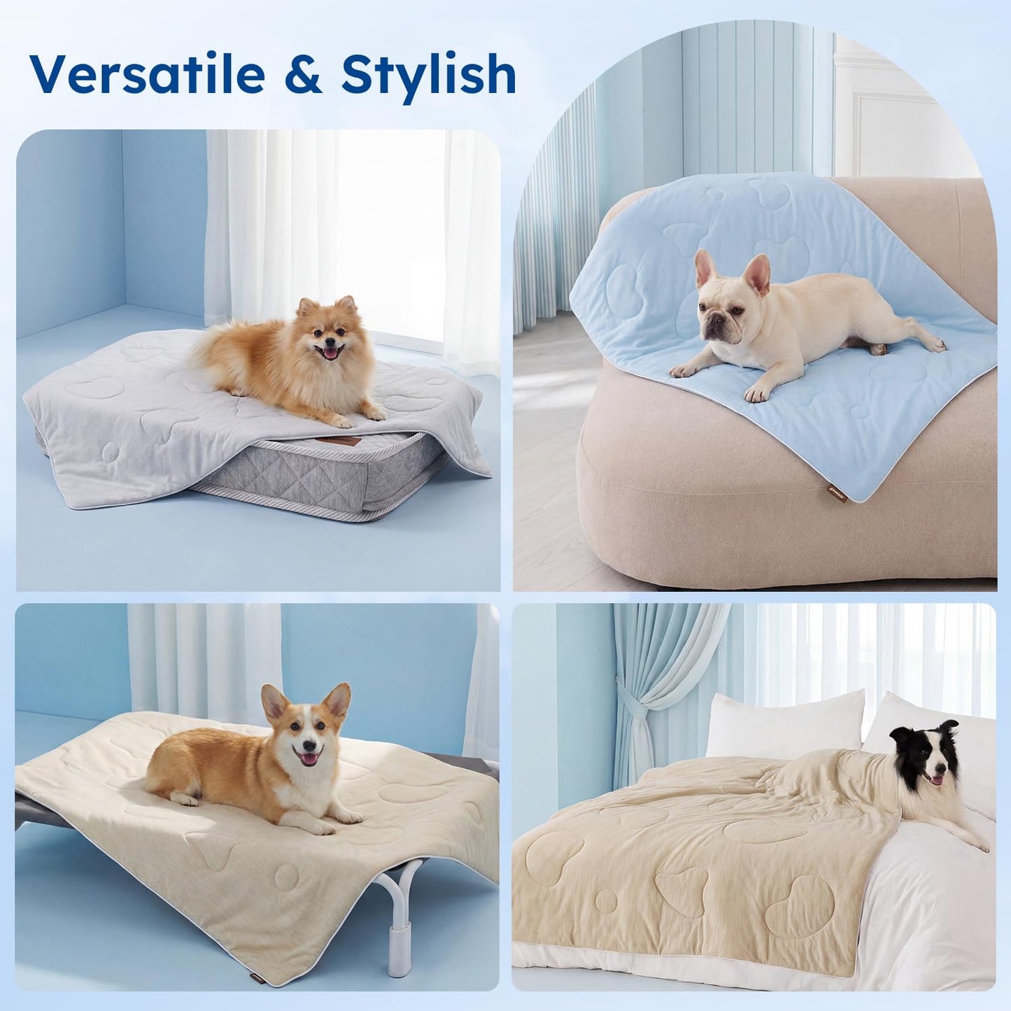 ZOMISIA Cooling Blanket for Large Dogs - Washable Dog Cooling Mat for Hot Weather, Travel Soft Pet Summer Essentials, Grey, 40"x50"
