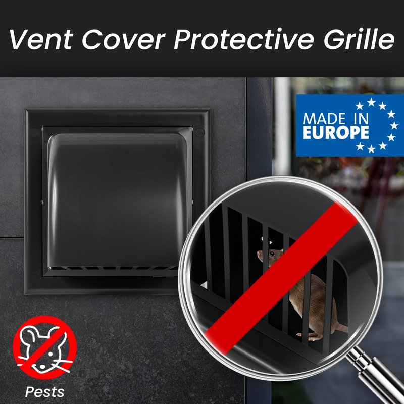 Repa Market 4 Inch Dryer Vent Cover Outside with Backdraft Damper - Black ABS Plastic Exhaust Vent Hood - Wall Vent Cover - Outside Dryer Vent Cover for Dryer Vent Hose, Bathroom Vent Cover, AC Vent