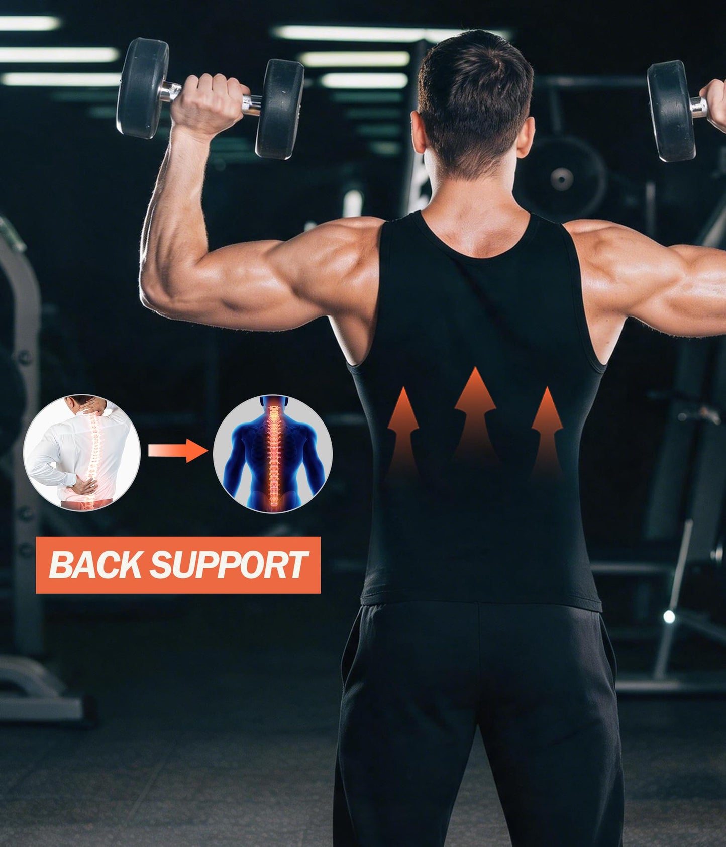 FUXERT Sauna Vest for Men Waist Trainer Sauna Shirt for Men Zipper Sweat Belt Tank Top for Belly Fat(SOBK L/XL)