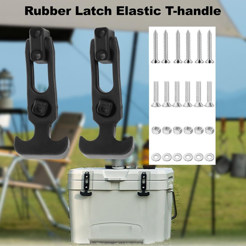 crenlux Rubber Flexible T-Handle Hasp Draw Latch for Farm Machinery, Construction Hoods, Off-Road Vehicles, Golf Carts, Coolers, Rubber Flexible T-Handle Hasp Draw Latch Replacement (4Pcs)