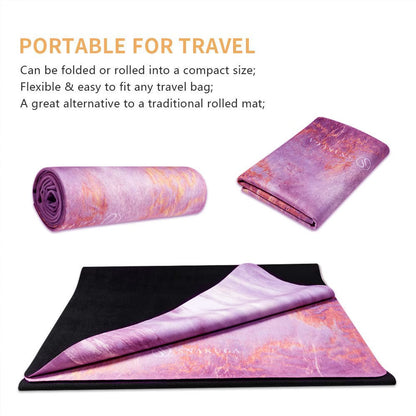 Travel Yoga Mat, Non Slip Exercise Suede Mat with Carry Bag, All-Purpose Fitness Mat with High Density Anti-Tear Surface for Women, Ideal for Pilates Workout (72'' x 24'' x 1.5mm Thick)