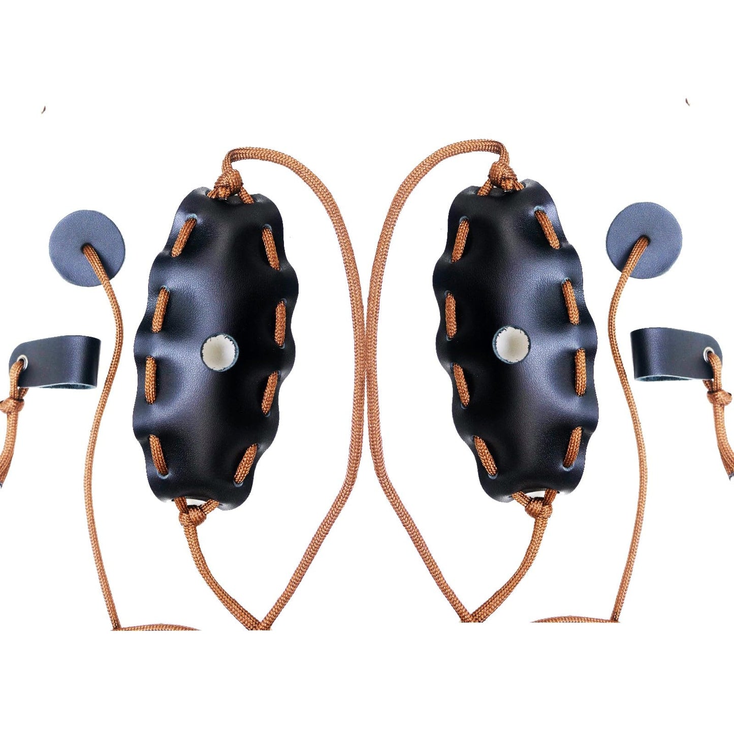 2 Packs Leather Shepherd Sling Handmade Paracord Shepherds Sling Rock Thrower Old-Fashioned Slingshot Dog Ball Launcher
