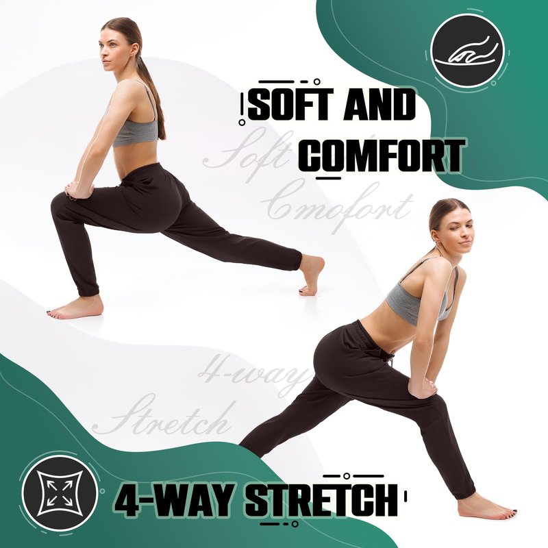 Walifrey Womens Joggers with Pockets, Drawstring Sweatpants Women for Lounging Jogging Gym and Workout DeepBrown,1 Pack DeepBrown L