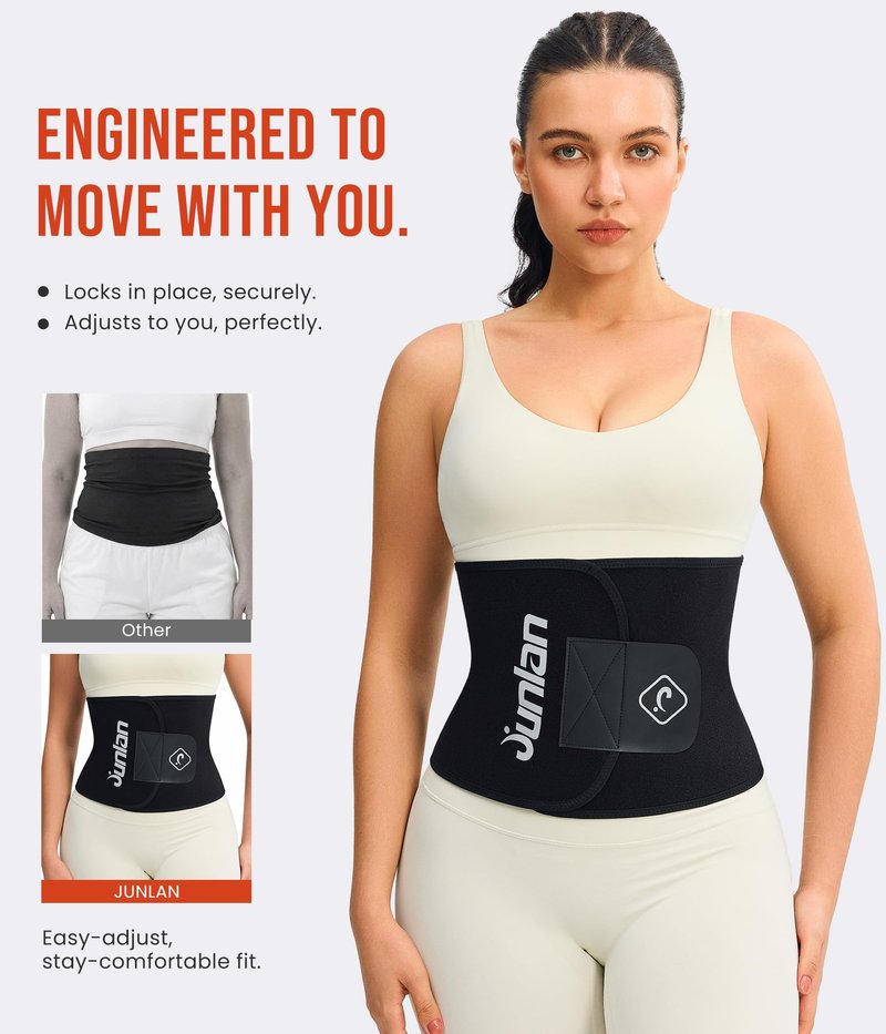 Junlan Waist Trainer for Women - Sweat Band for Stomach Working Out(Black,Medium)