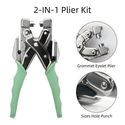 3/16 & 1/8 Grommet Tool Kit and Eyelet Hole Punch Plier, Grommet Eyelet Pliers Tool Set with 160 Pcs Metal Grommets Eyelets and Case for Leather Bags Clothes Belt Cards and Crafts