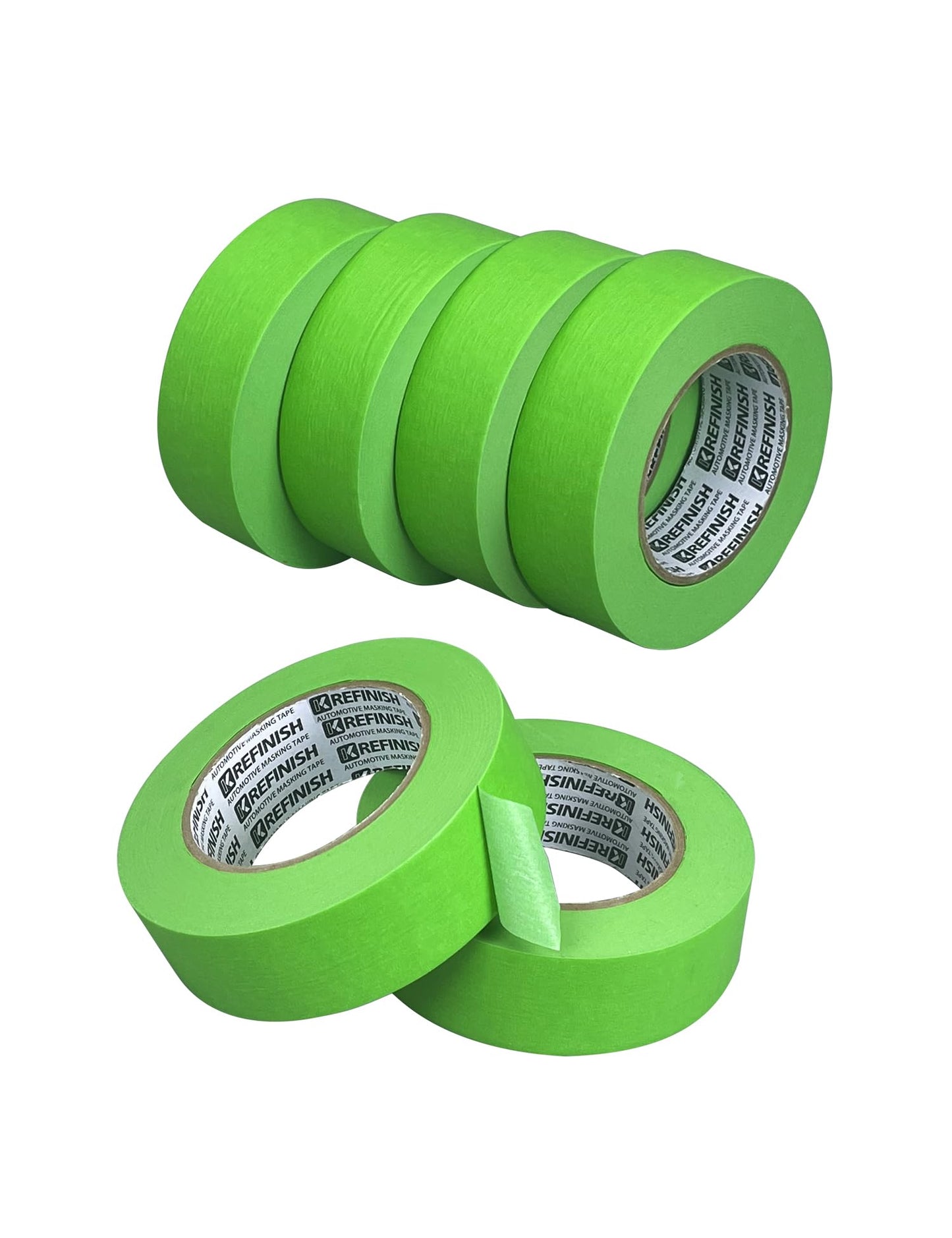 KREFINISH Painters Tape - Green No Residue Automotive Masking Tape, Heat Resistant for Paint Booth, 1.41 Inches x 60 Yards, 6 Rolls