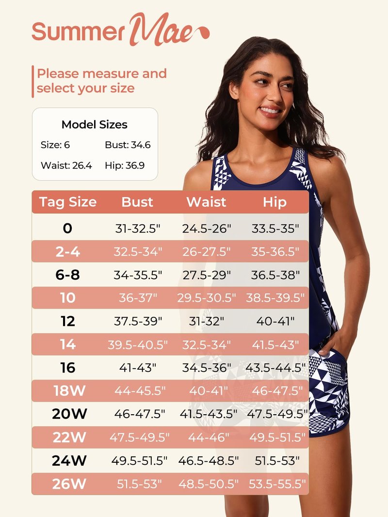 Summer Mae Blouson Tankini Swimsuits for Women 2026 Tummy Control Two Piece Bathing Suits with Sporty Pockets Swim Shorts Pink-Blue Jungle Size 6