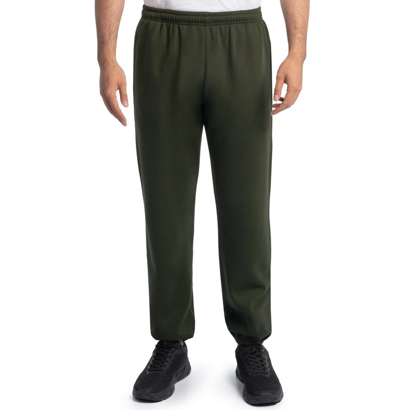 Fruit of the Loom Men's Eversoft Fleece Sweatpants with Pockets, Moisture Wicking & Breathable, Sizes S-4X, Elastic Bottom-Duffle Bag Green, Small