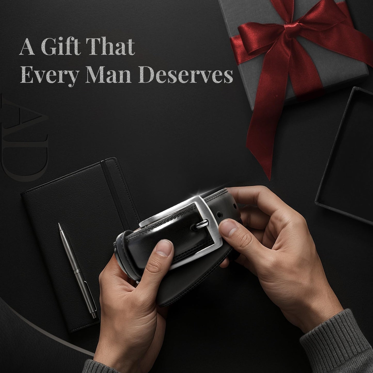 Access Denied Genuine Leather Dress Belts For Men - Mens Belt For Suits, Jeans, Uniform Black Belt - Designed in the USA - Holiday Christmas Gifts For Men
