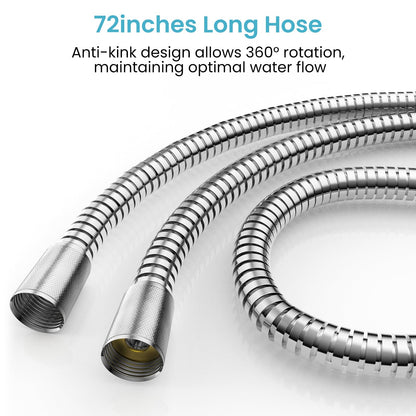PWERAN Shower Hose 71 Inches Stainless Steel Extra Long Handheld Shower head Hose Flexible and Durable (Chrome)