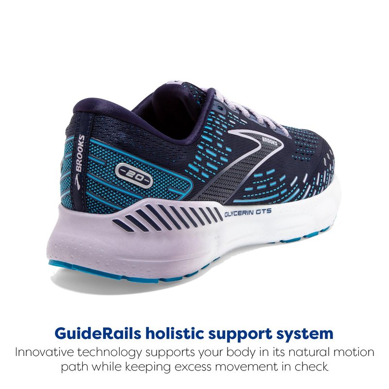 Brooks Women's Glycerin GTS 20 Supportive Running Shoe - Peacoat/Ocean/Pastel Lilac - 9.5 Medium