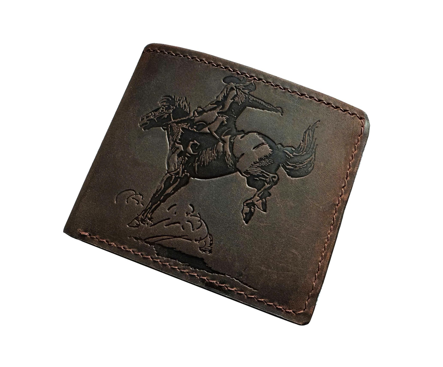 Mayan Corner - Authentical leather handcrafted wallet, distressed bifold wallet, classic gift for dad - Cowboy